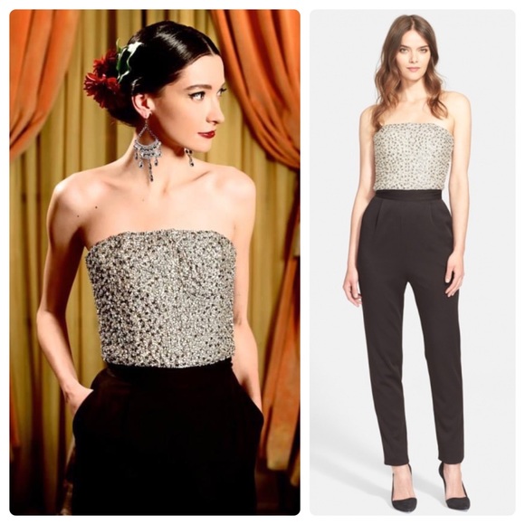 ALICE + OLIVIA Jeri Beaded Strapless Jumpsuit - Picture 3 of 15